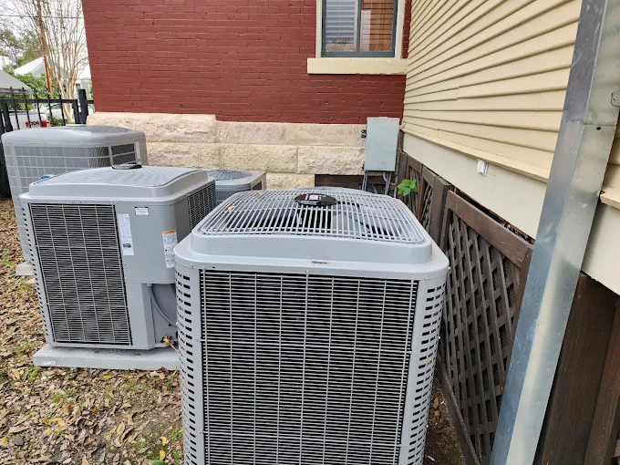 Miller Cooling & Heating AC condenser closeup in San Antonio, TX