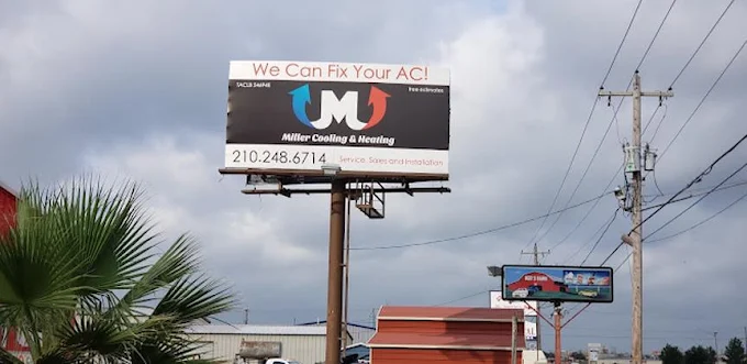 Miller Cooling & Heating AC service billboard in San Antonio, TX
