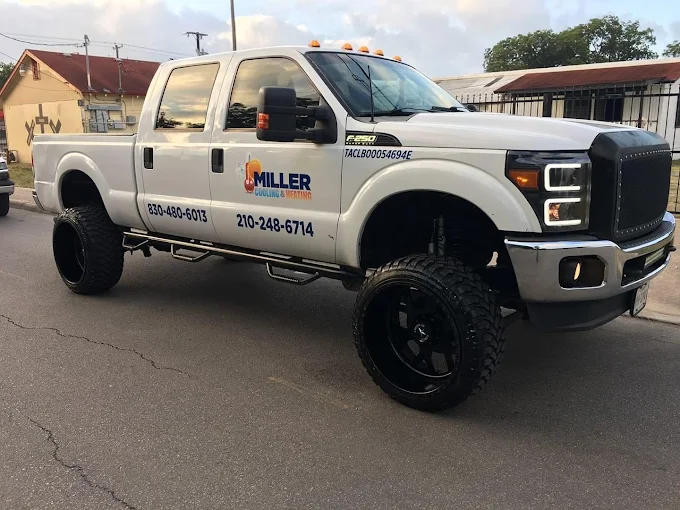 Miller Cooling & Heating lifted service truck in San Antonio, TX